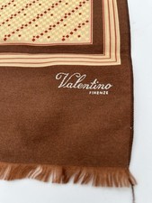 Valentino Brown/Tan Pattern Silk Scarf Medium 7  x 55  Diagonal Pattern Vintage