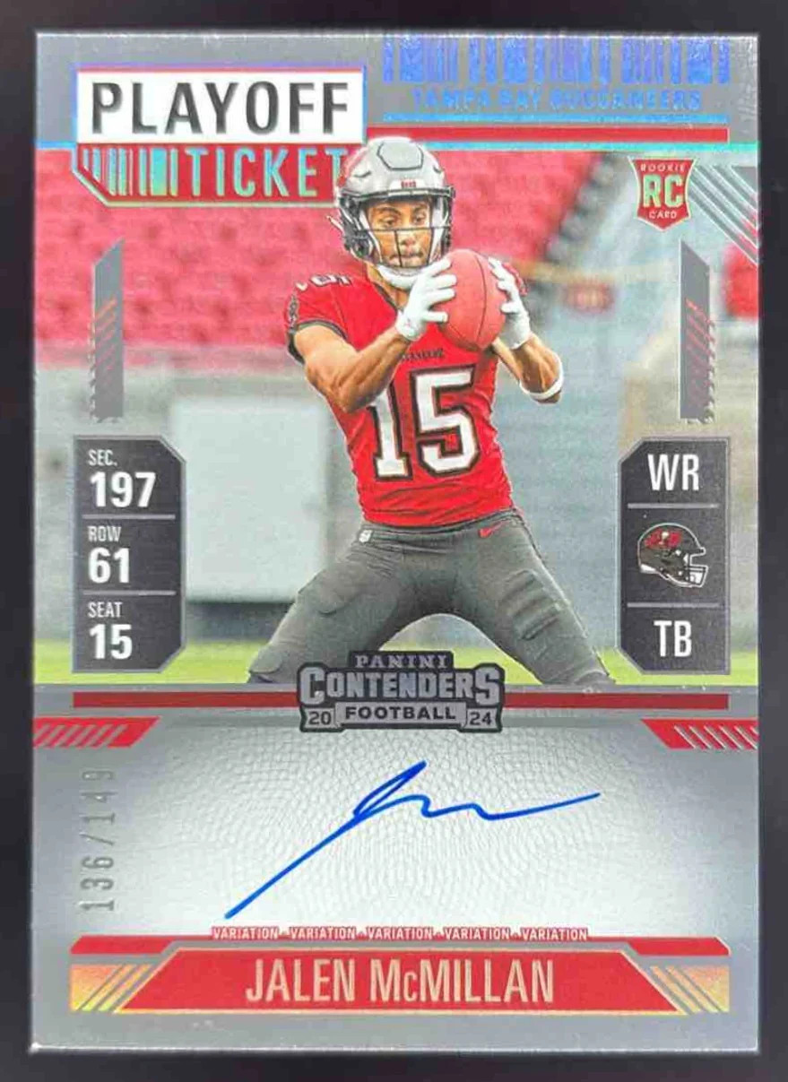 2024 Contenders Rookie Ticket Variation Playoff Jalen McMillan RC Auto /149