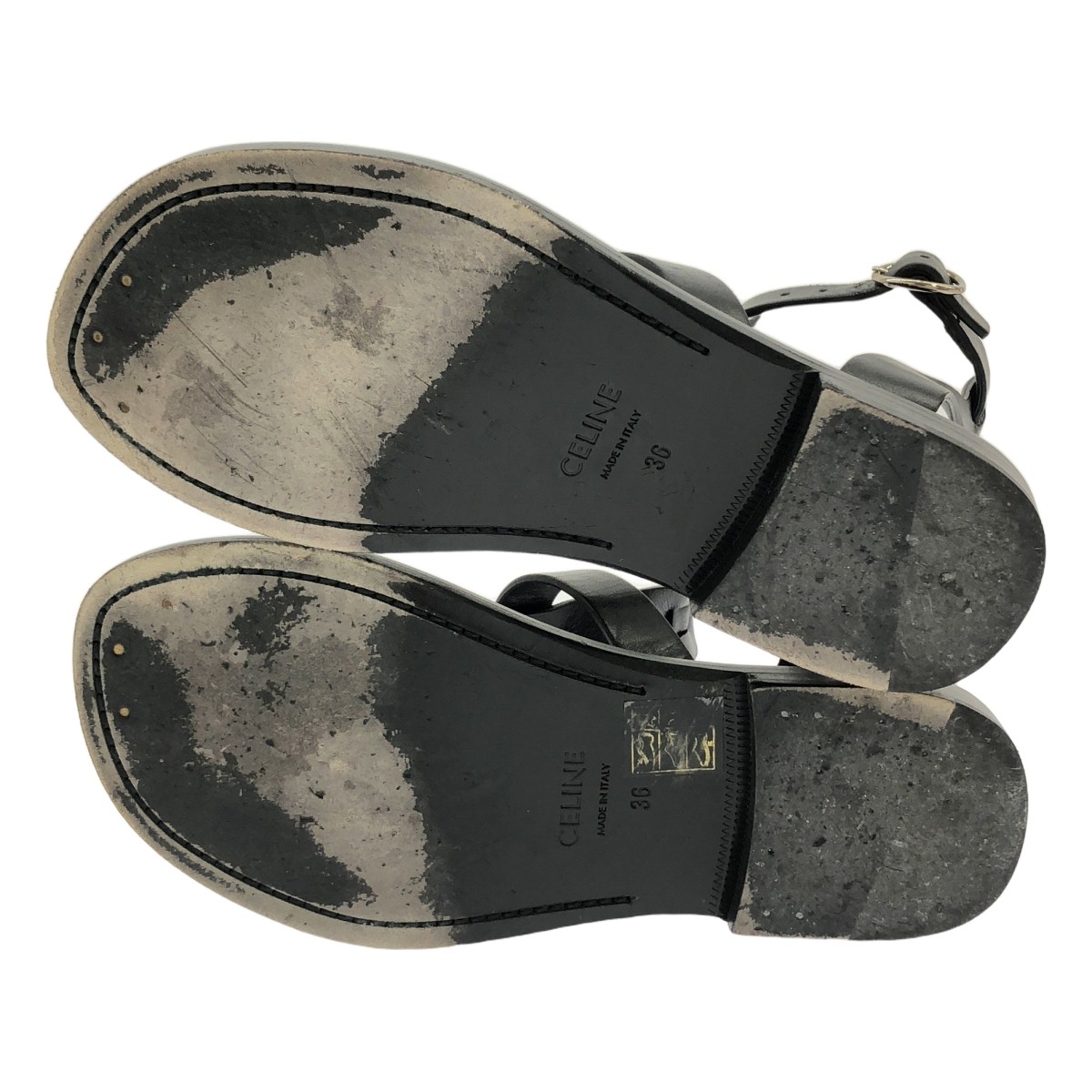 Celine Ankle Strap Flat Sandals Black Women's Size EU36/US6 image 5