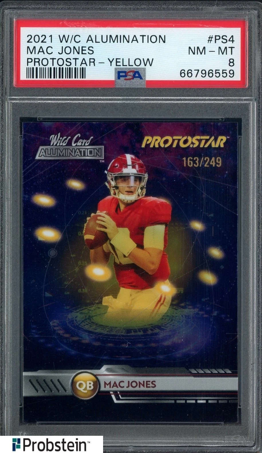 Mac Jones Wild Card Alumination Protostar #PS4 Yellow