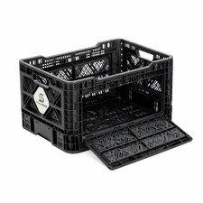 48L Collapsible Storage Crate with Front Access Door, Heavy Duty Folding Stor...