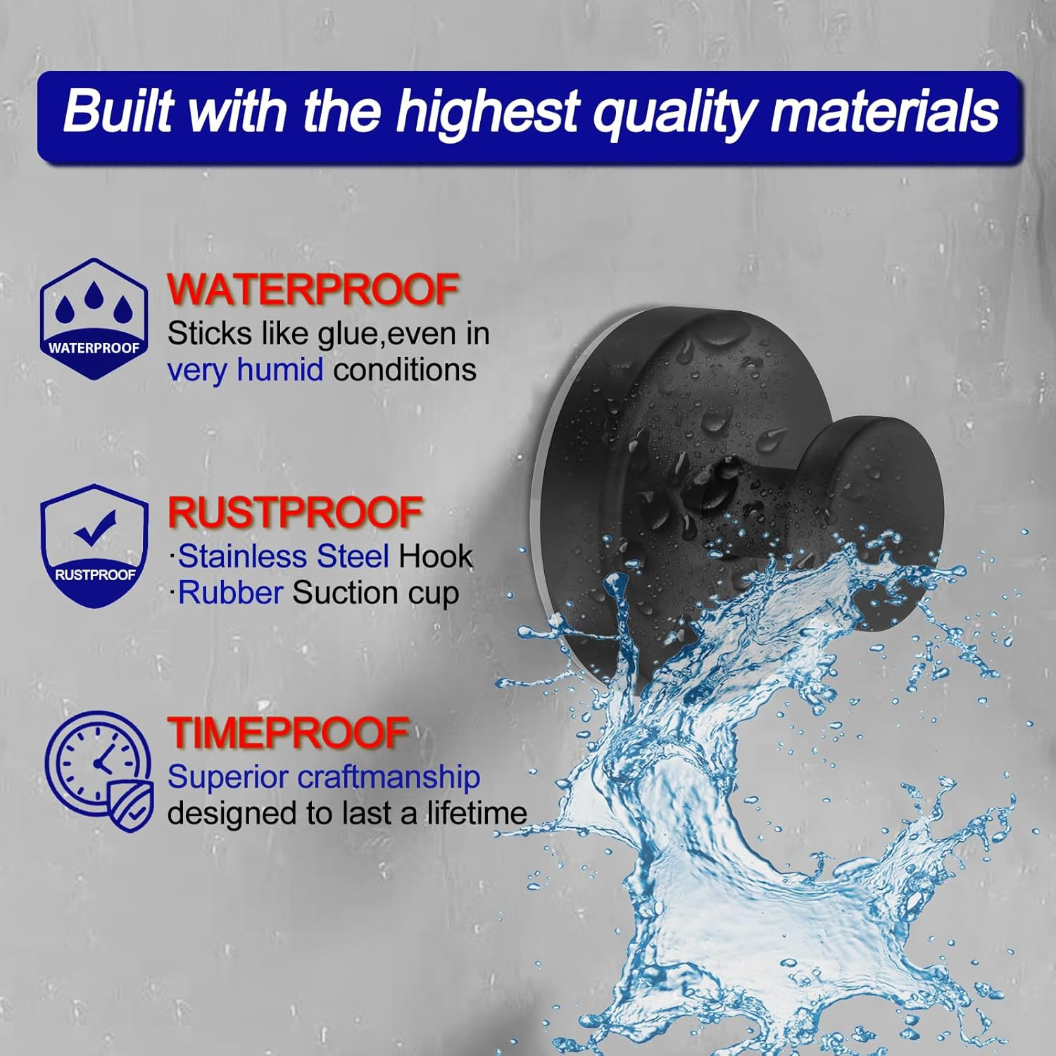 Suction Cup Hooks for Shower, Removable Towel Hooks for Bathroom Window Glass Do