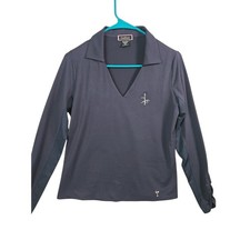 Golftini Women's Gray Long Sleeve Collared Golf Polo Shirt Size M