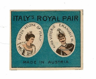 1 Old Austria 1910s Packet matchbox label Queen Helen King Vittorio 111 79x65mm