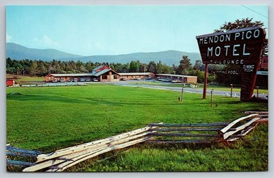 Rutland VT Mendon-Pico Motel Route 4 near Pico n Killington Ski Area Postcard