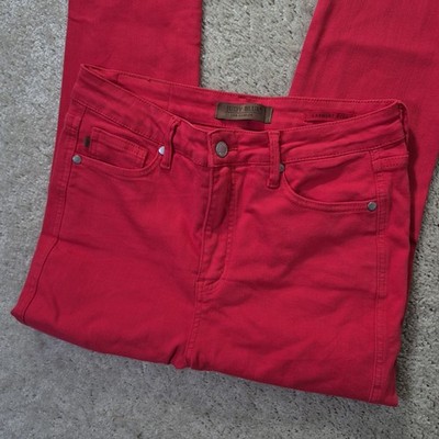 Judy Blue Skinny Jeans Womens 9/29 Red High Rise Garment Dyed Halloween Costume