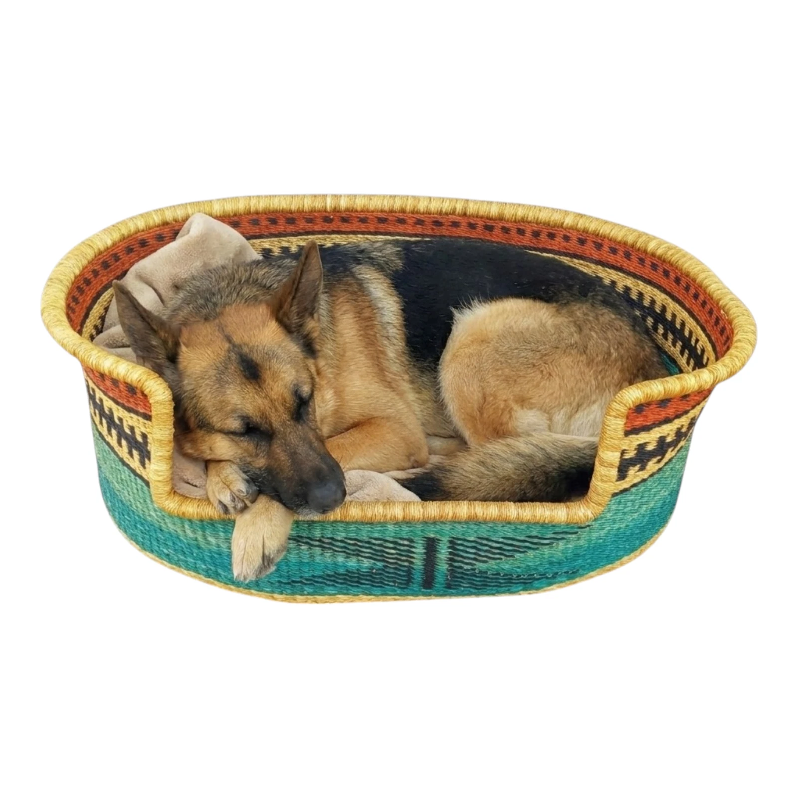 Colorful Dog Bed Basket - Handmade Woven Pet Bed | Bolga Cat Bed