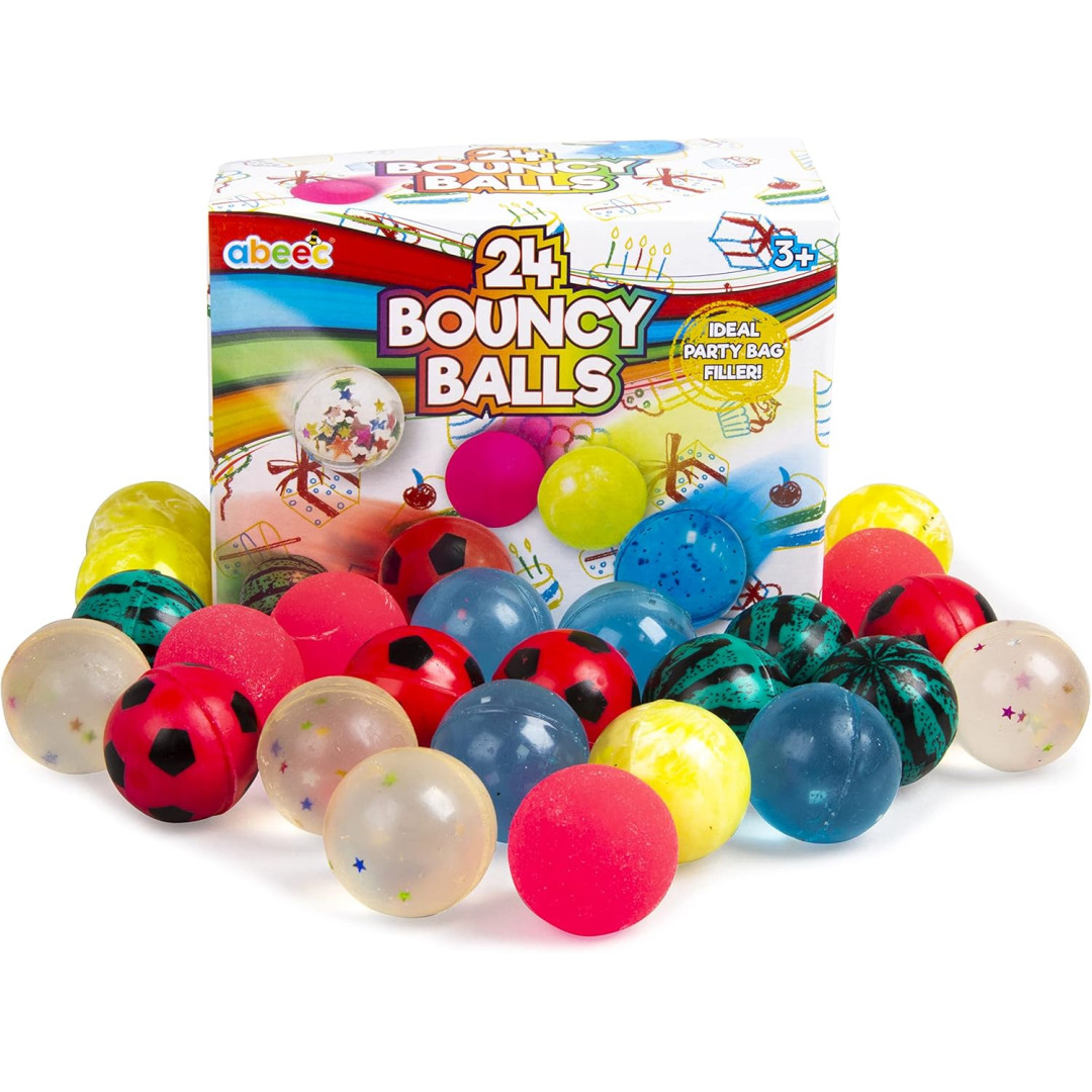 Abeec 24 Bouncy Balls Fun Toy Pack for Children New Kids Toy