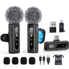 USB C Lavalier Microphone Wireless Mini Mic for Without Charging Case, Black