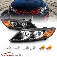 Led Halo 2011-2015 Black Projector Led Parking Headlights Pair For Kia Optima
