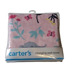 Carter's Elephant Print Changing Pad Cover Pink Floral Baby Nursery 16x32 NIP