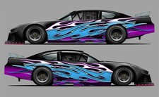 Blue Flames Race Car Side Wrap Decals Late Model Street Stock Modified 54 Blue Flames Race Car Side Wrap Decals Late Model Street Stock Modified 54