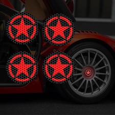 4PCS Star Car Wheel Hub Center Cap Sticker, Reflective Automotive Hub Decorat...