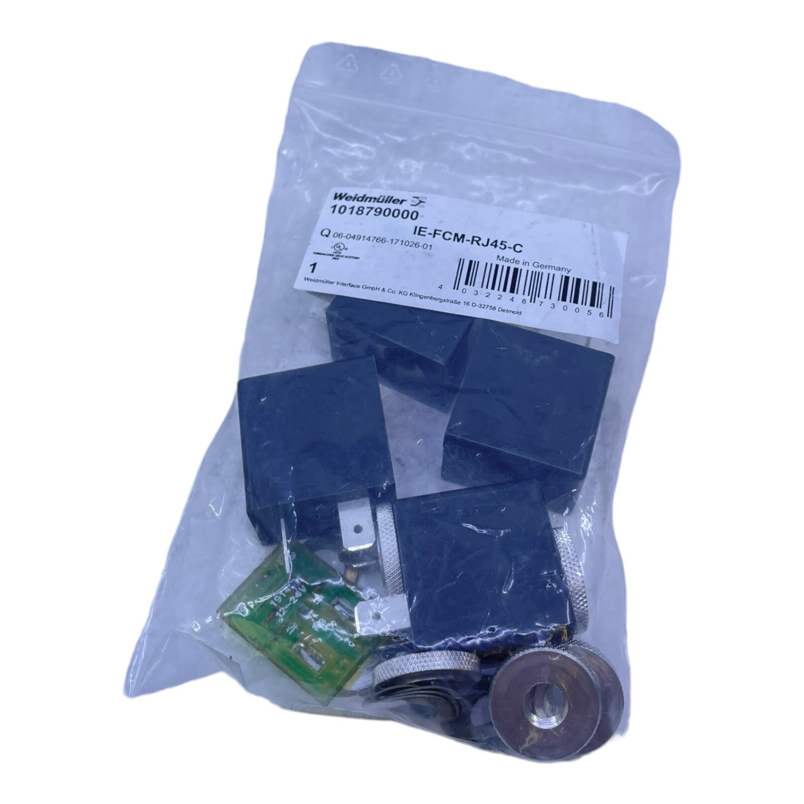Weidmüller IE-FCM-RJ45-C Connector 1018790000 ≥ 1000 V AC/DC Temp-40°C-70°C