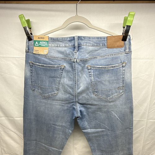 Aero Aeropostale Super Skinny Mens Jeans 34x32 Blue Distressed - Picture 8 of 10