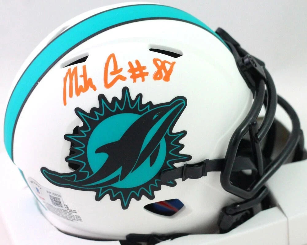Mike Gesicki Signed Miami Dolphins Lunar Speed Mini Helmet- Beckett W Orange