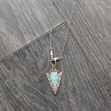 Silver and Turquoise Pendant Necklace Boho Western Style