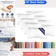 King Pillowcases Set of 8 White Microfiber Ultra Soft Hotel Quality Envelope