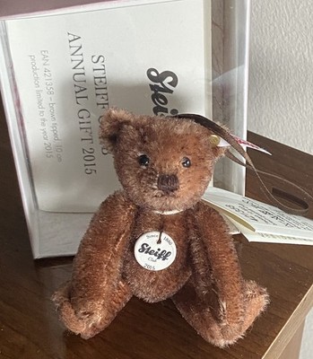 Steiff Club 2015 Teddy Bear Mohair 4'' Original Box, Tags, and Certificate 