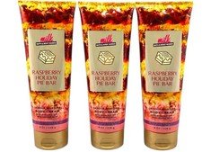 Bath Body Works Milk Bar RASPBERRY HOLIDAY PIE BAR Body Cream Lot Of 3 NEW