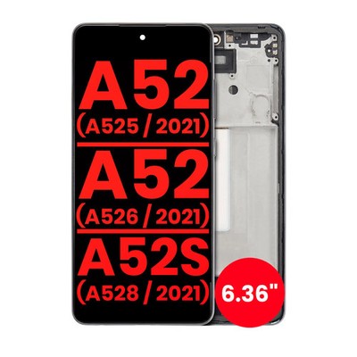 OLED-Display mit Rahmen für Samsung A52/A52S Schwarz Aftermarket Plus