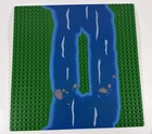 LEGO 309p02 Base Plate 6552 Rocky River Island 32x32 Green Blue Water 1990’s