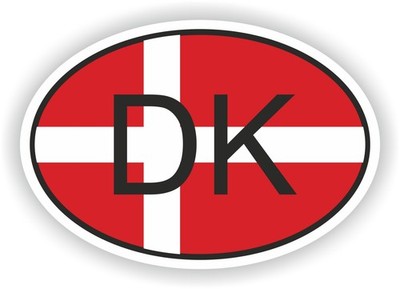 Denmark Country Code Oval Flag Sticker / Vinyl Waterproof Decals ...