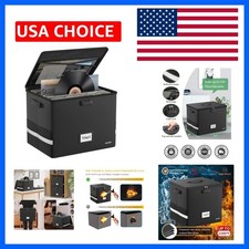 Fireproof Vinyl Record Storage Box with Lock,Large Record Organizer Storage f...