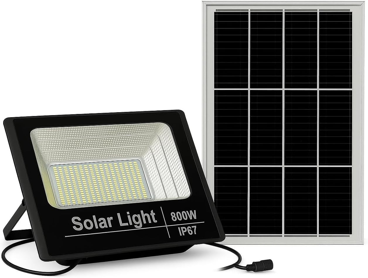 Faro LED 800W Solare IP66: Illuminazione Esterna Potente con Telecomando