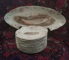Rare Antique 3260 CARLSBAD AUSTRIA  FISH SET 1 PLATTER AND 11 Plates (12 pc set) — photo 1