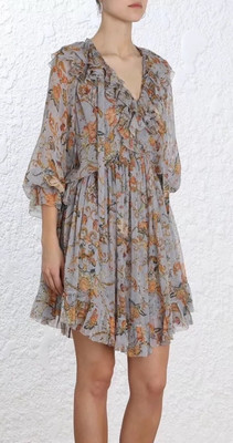 Zimmermann Dress Painted Heart Ruffle - Size 0 AUS 8 US 4