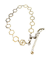 Vintage Adrienne Vittadini Gold Hexagon Metal Chain Belt AV Logo Adjustable