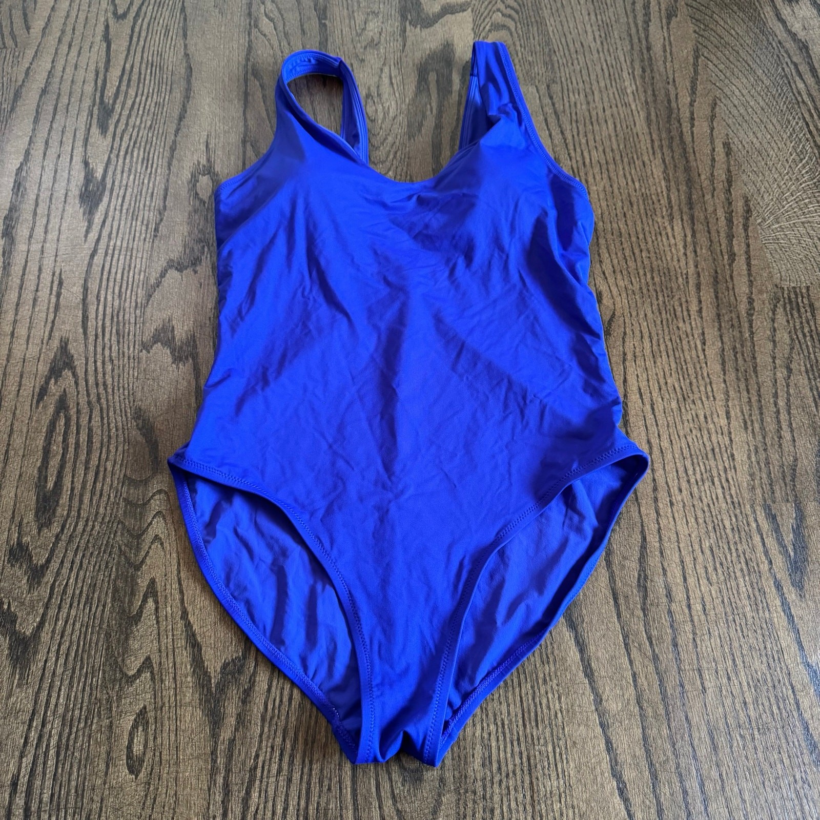 Athleta Womens Solid Blue One Piece Swim Suit Size Medium Removable Padding