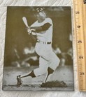 Vintage Rare Atlanta Braves HANK AARON Sepia-Tone Metal Photo 4.24”x5.5” — photo 1