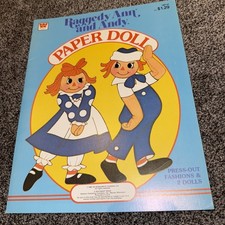 Vintage UNCUT Raggedy Ann and Andy Paper Doll Book - Whitman Bobbs Merrill New