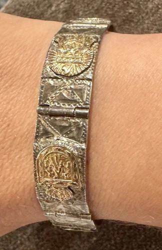 Vtg Taxco Sterling Silver Gold Plate Bracelet