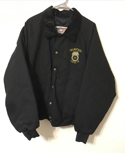 Vintage Teamsters Local Black & Gold 89 Snap Jacket XL Made in USA - product listing photo