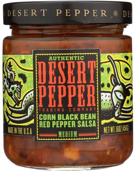 Salsa de pimienta roja de maíz y frijoles negros Desert Pepper - mediana - 16 oz
