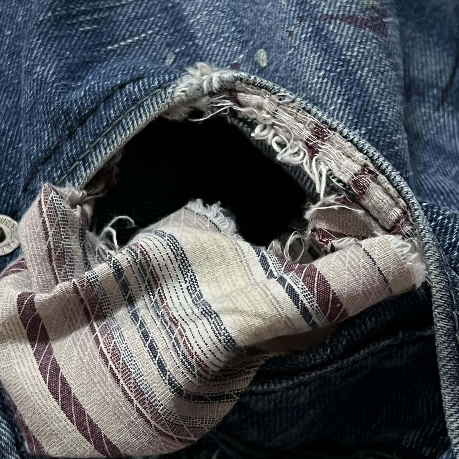 Armani Exchange Distressed Patchwork Paint Splatt… - image 6