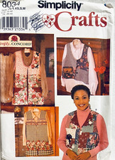 SIMPLICITY CRAFT PATTERN 8034 SIZE XS-M VESTS LENGTH CHOICE WITH POCKETS 1990'S
