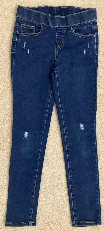CAT & JACK size 10 Girls Dark Blue Pull On Distressed Jeggings