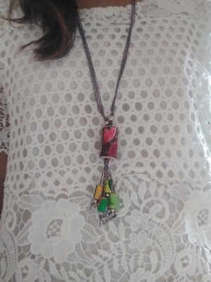 Tucan Rainforest!Theme handcrafted from Travel Magazine Beach Necklace 