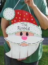 17" DISTRESSED Personalized SANTA SIGN Wood Plaque Christmas Door Wall Primitive