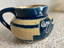 Lauder Barum Clovelly Jug Signed Blue Cream Barnstable Devon c 1850 - 1900 Rare!