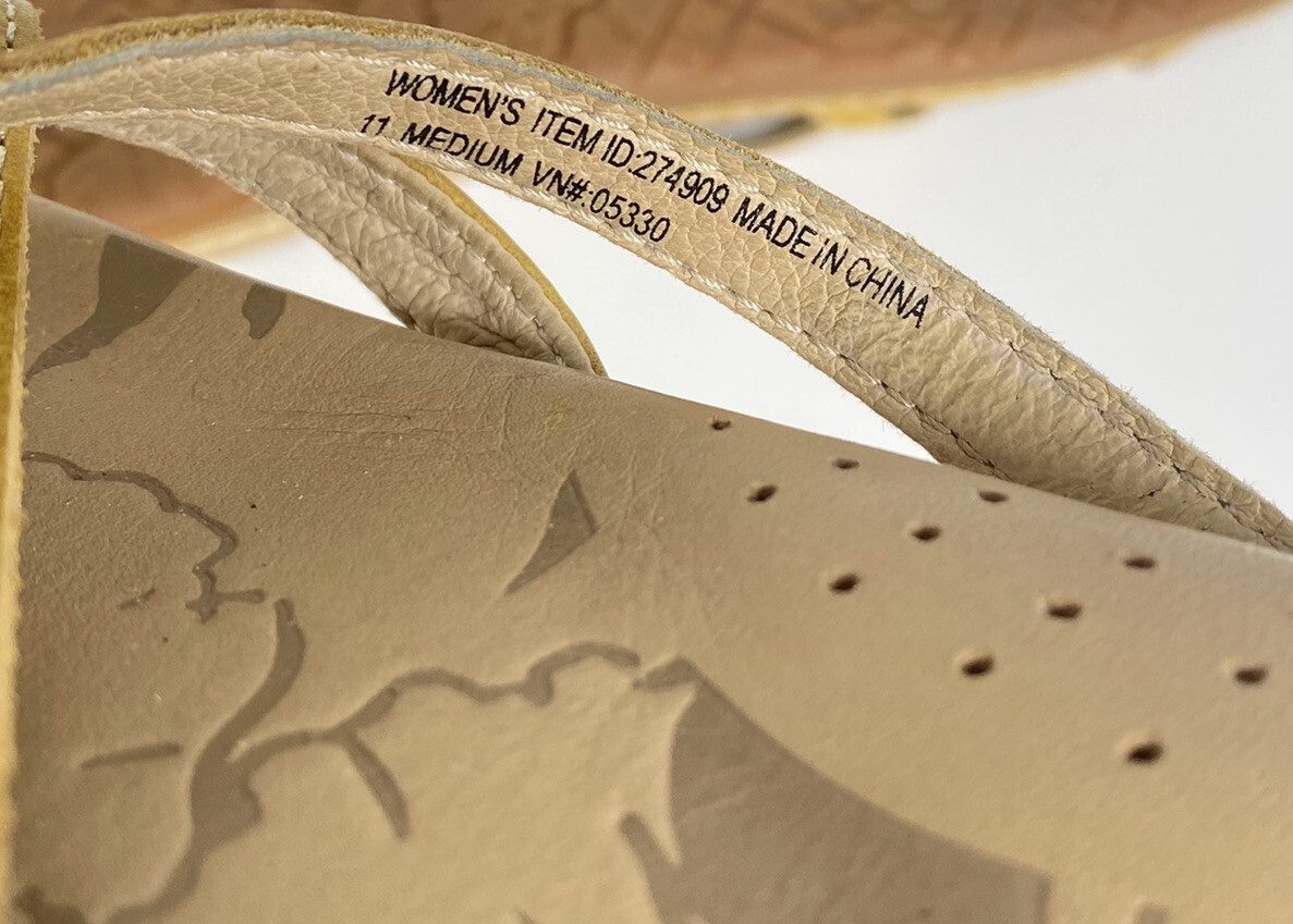 L.L. Bean Womens Sandals Size 11 M Yellow Leather Straps Thong Flip