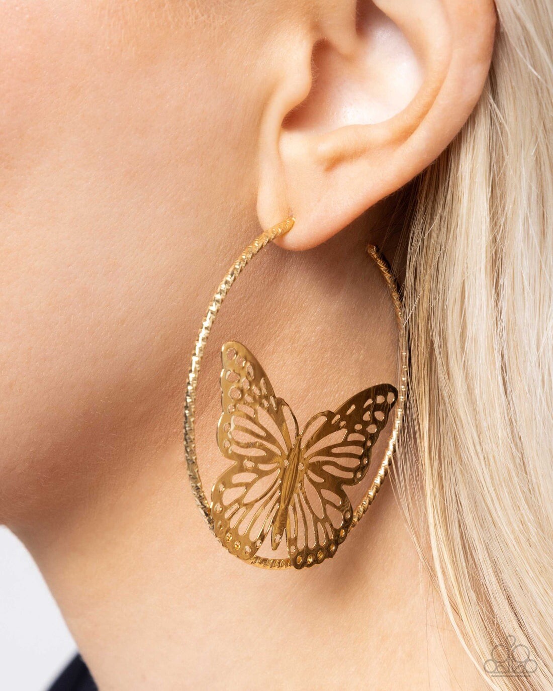 New Paparazzi Jewelry-Aerial Alias Hoop Earring-Gold