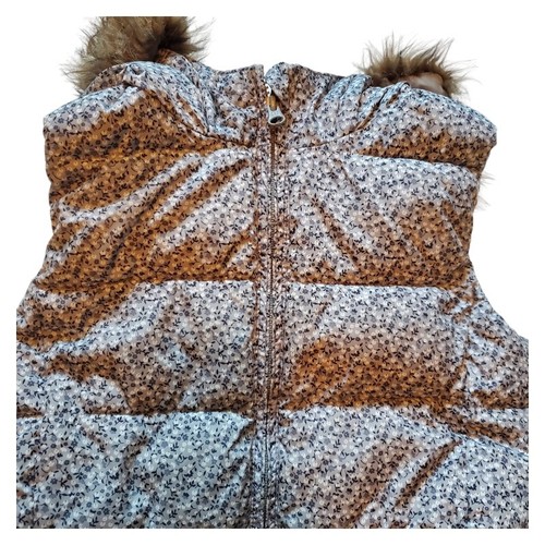 GAP Kids Floral Puffer Vest Faux Fur Hooded Sleeveless Jacket Girl Size XL - Picture 4 of 17