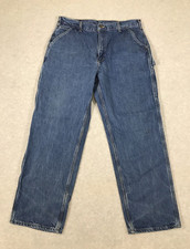 Vtg Carhartt Carpenter Jeans Mens 38x32 B137 DST Blue Denim Med Wash USA Y2K