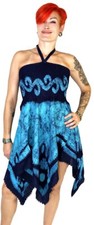 Cybele Blue and Dark Blue Hippie Boho Batik Dress