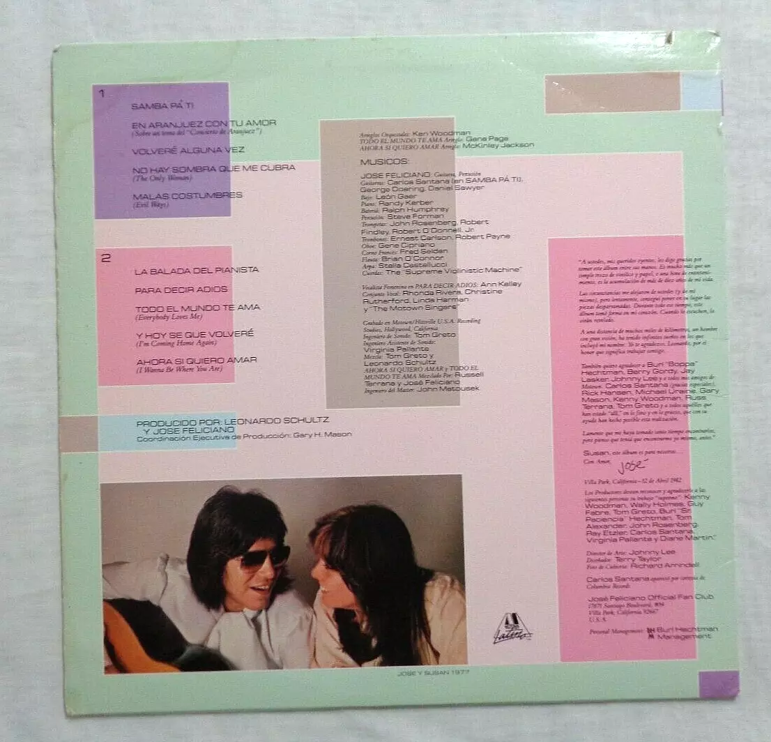 Jose Feliciano: Escenas De Amor 1982 Motown John Matousek 15-A/15-A  Pressing VG | eBay